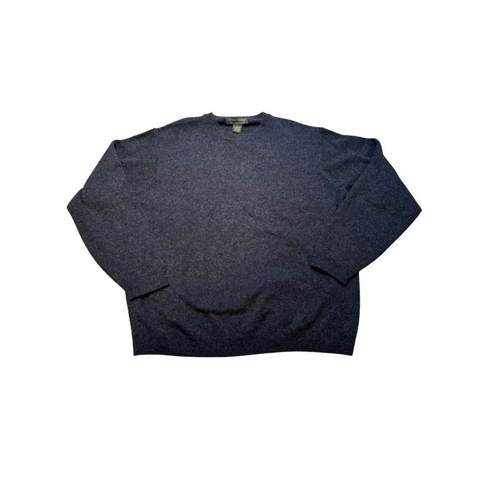 Daniel Bishop Mens Charcoal Grey 100% 2-Ply Cashmere Crewneck Sweater Large L - Picture 2 of 7